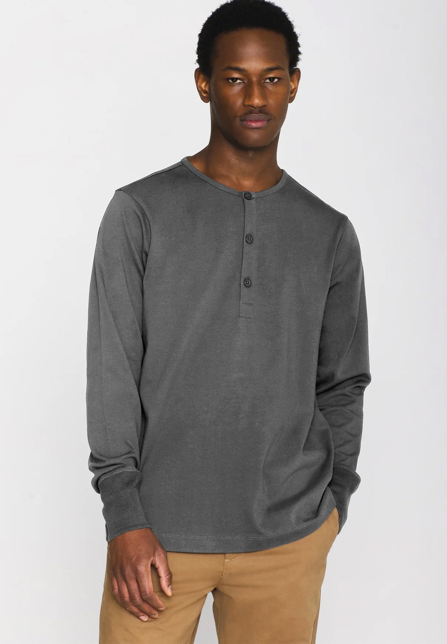 Knowledge Cotton - BO Long Sleeve Henley - BACKYARD