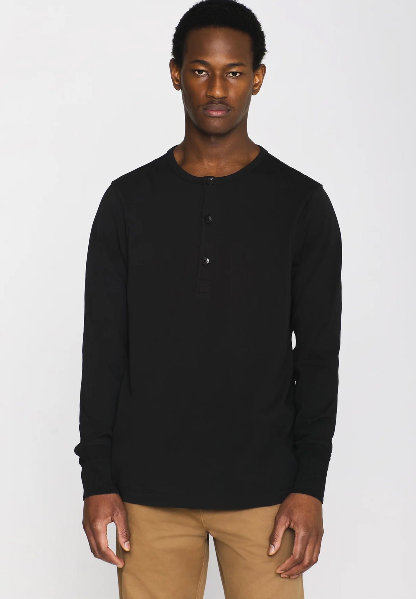 Knowledge Cotton - BO Long Sleeve Henley - BACKYARD