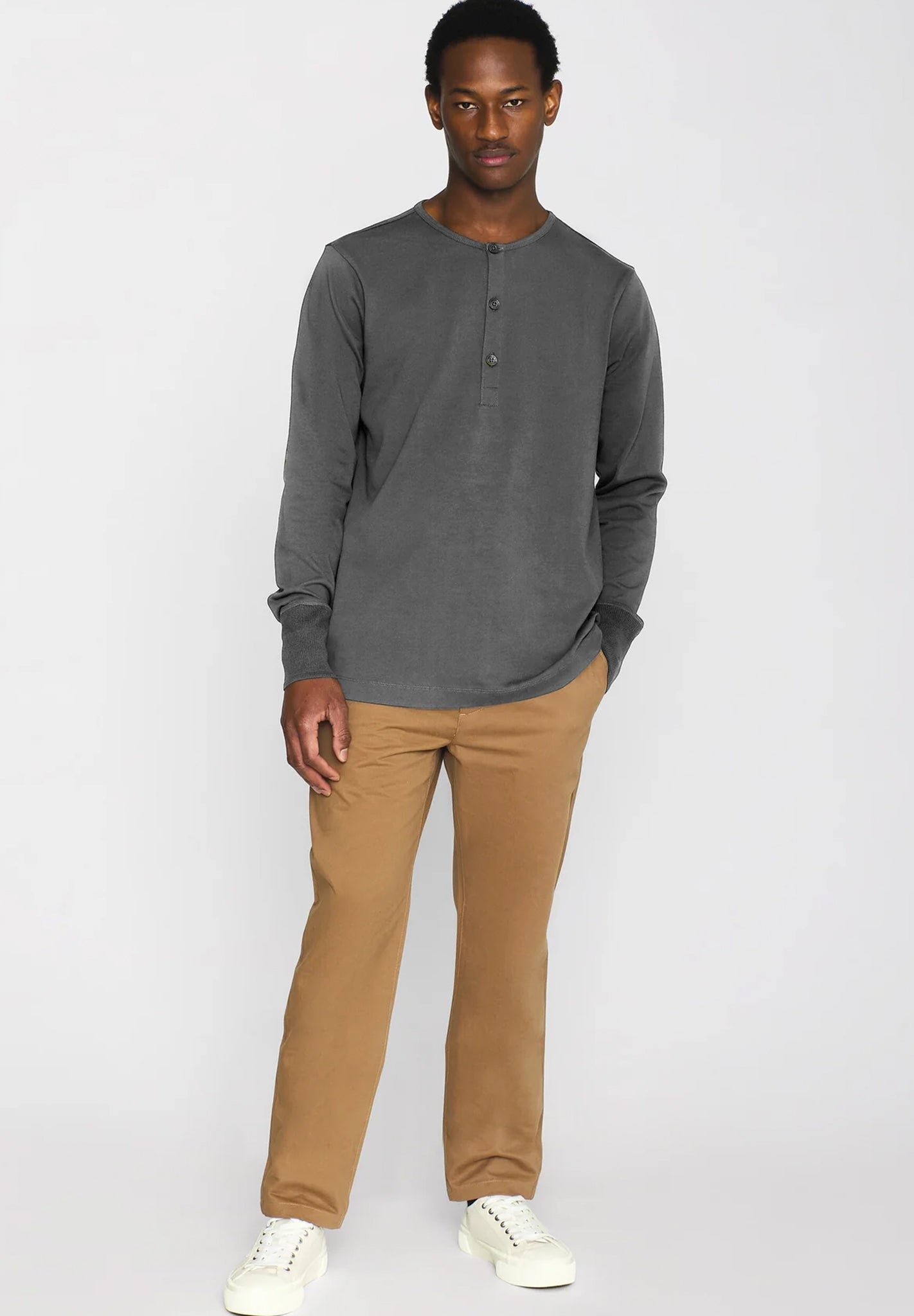 Knowledge Cotton - BO Long Sleeve Henley - BACKYARD