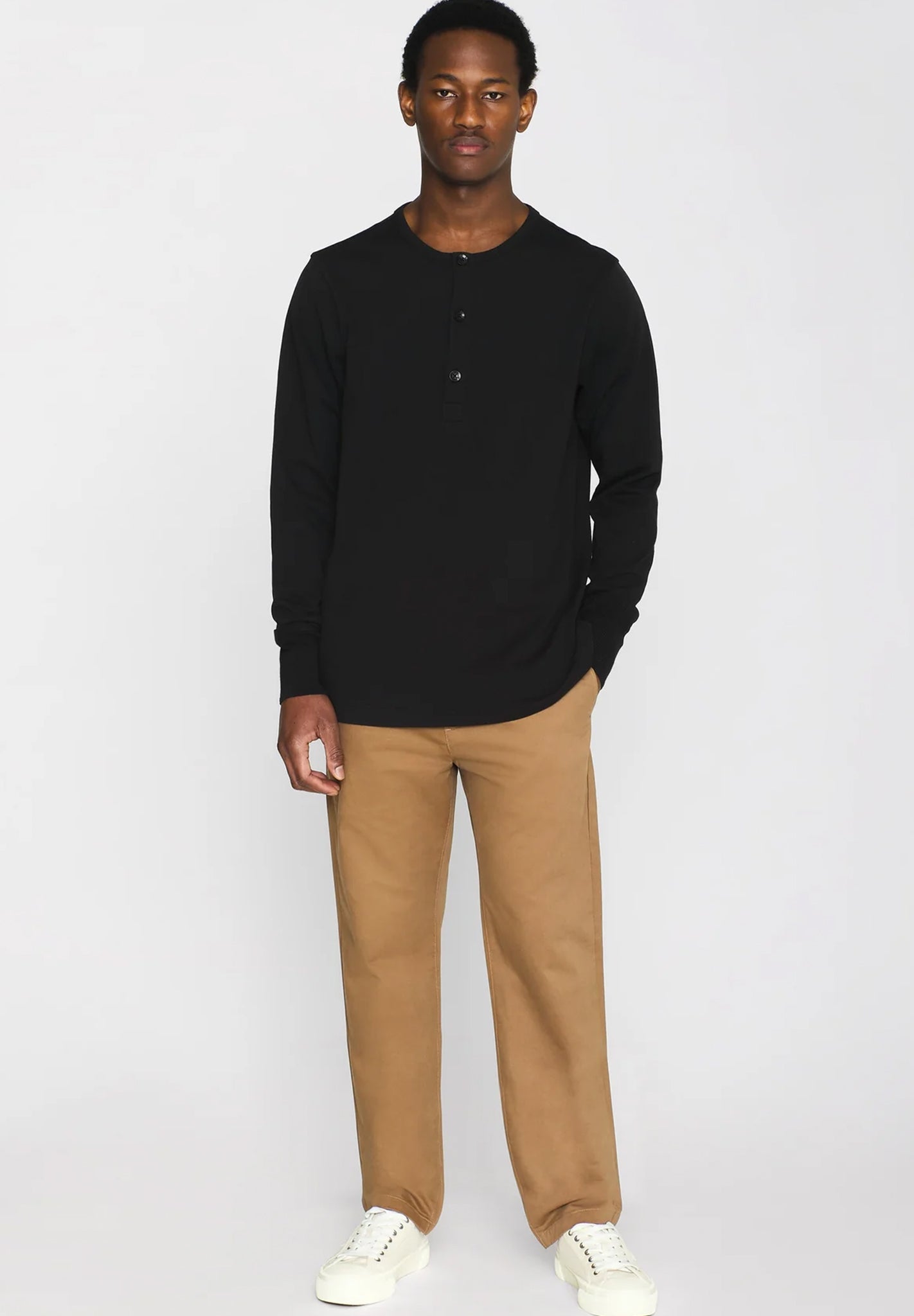 Knowledge Cotton - BO Long Sleeve Henley - BACKYARD