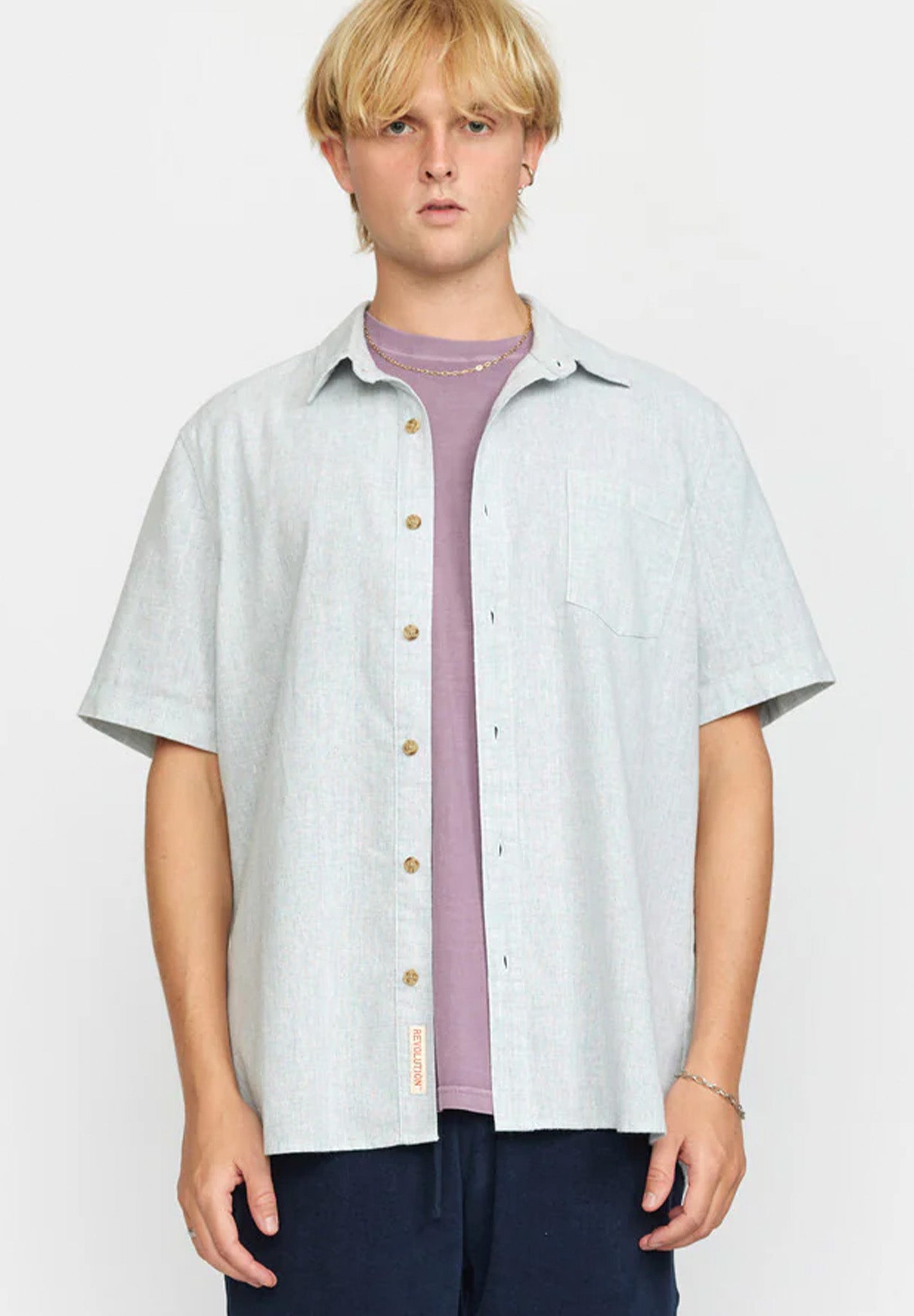 REVOLUTION-3103 Short Sleeved Loose Shirt - BACKYARD