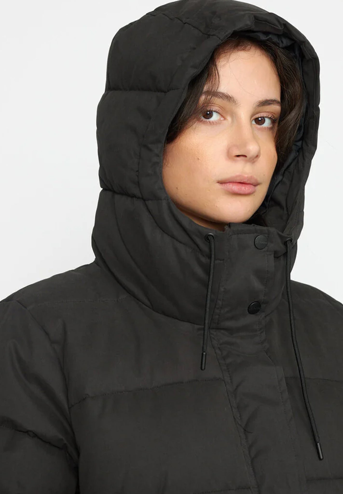 Black puffer coat with hood online