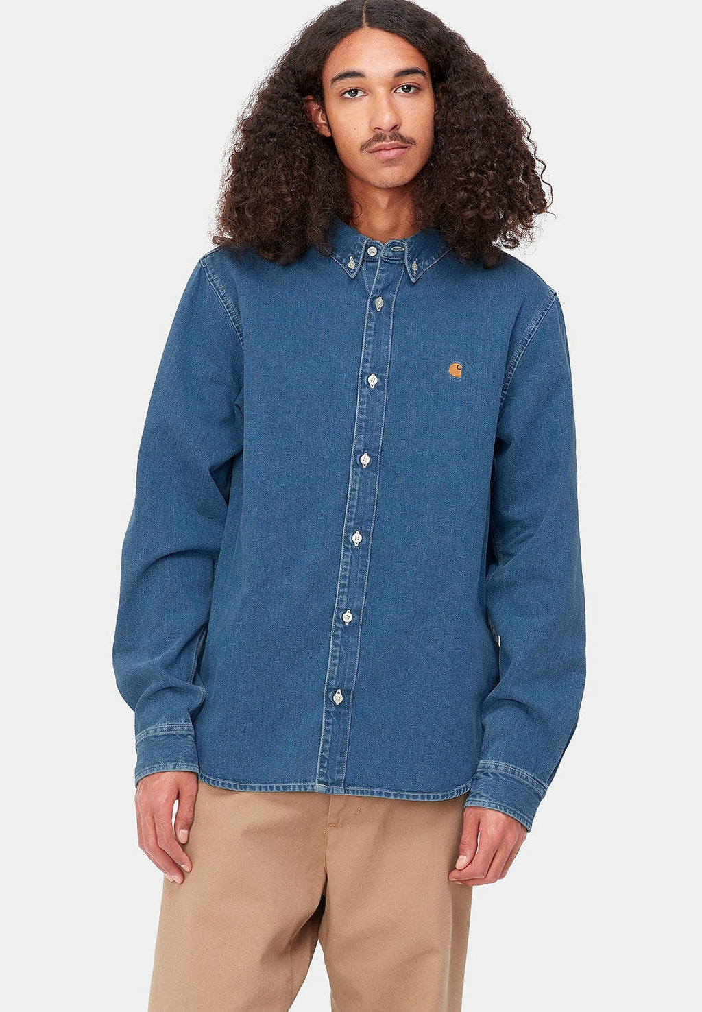 Carhartt WIP L/S Weldon Shirt, Blue Heavy Stone Wash – BACKYARD